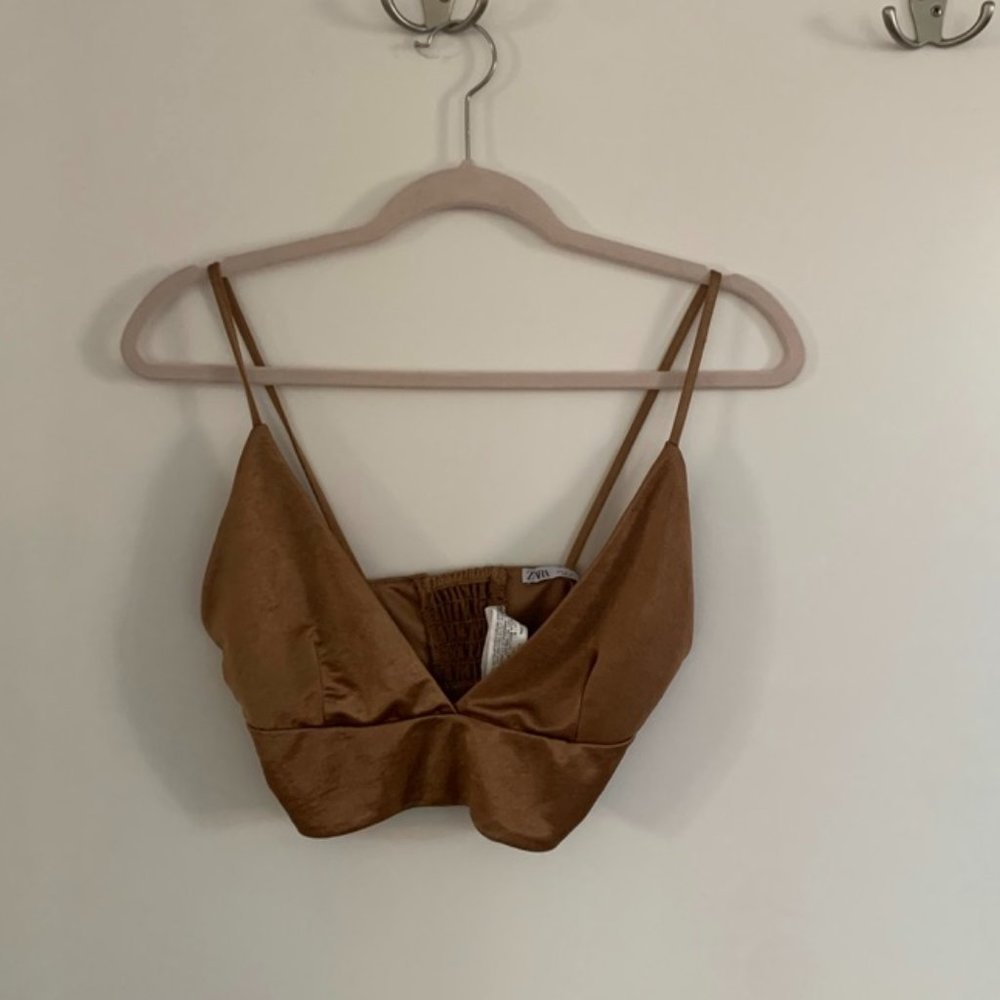 Zara Brown/ Shiny Crop Tank